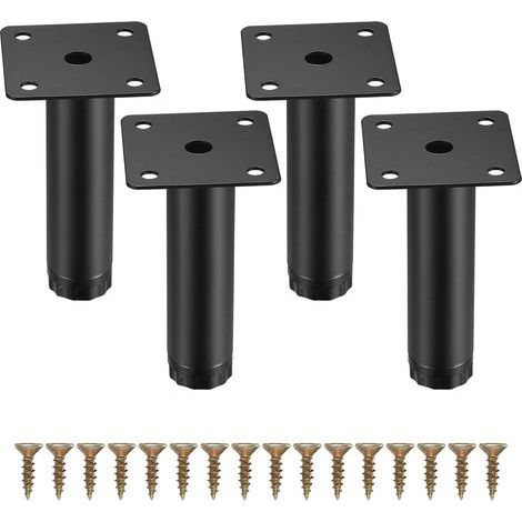 4 Stück Möbelbeine, 10 cm/4 Zoll verstellbare Möbelbeine, Stützfüße zur Befestigung aus Metall für Möbel/Tisch/Stuhl/Schreibtisch/Küche/Schrank/Sofa