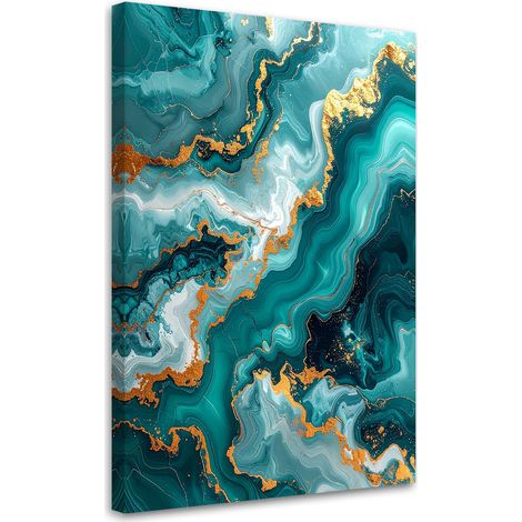 Cuadro en Lienzo Abstracción de mármol glamour en turquesa 20x30 (1/5)