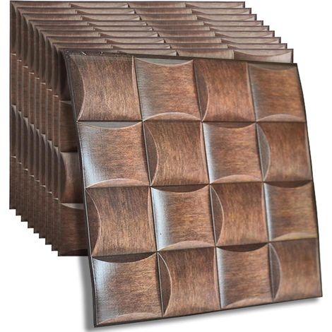 Lot de 10 panneaux muraux 3D en bois - Autocollants - En mousse PE imperméable - Papier peint 3D - Pour salon, chambre à coucher - Décoration murale (30 x 30 cm x 10 pièces) 0,9 m²/lot (1/5)