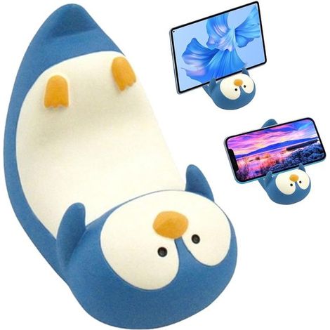 Support de téléphone pingouin - Support de bureau pour téléphone - Support pour smartphone animal - Décoration en résine - Décoration intérieure - Pour smartphones et tablettes - Universel - Pingouin (1/5)