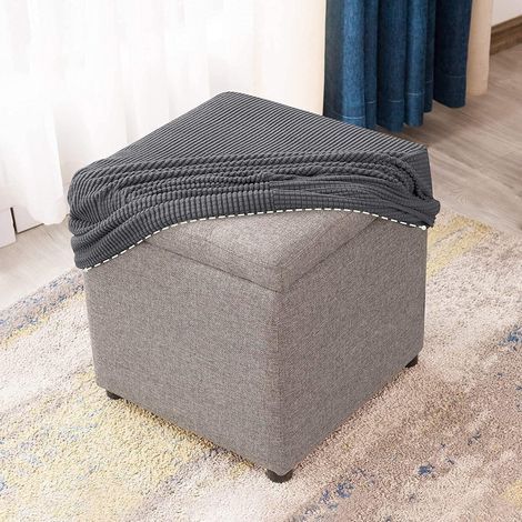 Housse de Pouf Ottomane Carrée Extensible, Housses de Repose-Pieds en Jacquard Doux pour protéger Le Repose-Pieds, Housse de Pouf avec Fond élastique (1/5)