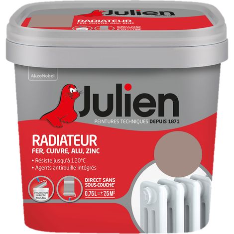 Julien Peinture Radiateur Acrylique, Fer, Cuivre, Alu, Zinc - Direct sans sous-couche - Satin Taupe 0,75 L (1/4)