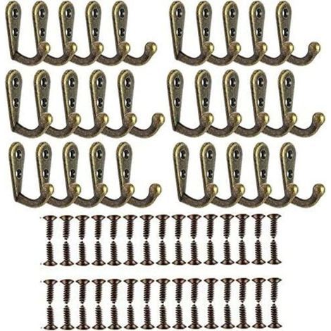 (Kupfer) 30 Vintage-Haken, Retro-Haken aus Zinklegierung, Vintage-Kleiderhaken mit 60 Schrauben, ideale Dekoration für Waschlappen und Badezimmer (1/4)