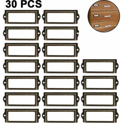 Lot de 30 porte-étiquettes pour tiroirs/porte-étiquettes/porte-étiquettes/poignées pour cadres de meubles/porte-étiquettes nominatifs, bronze rouge
