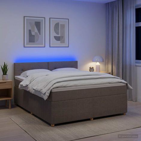 Cama box spring con colchón con cabecera Topo 140 x 190 cm Tela (1/5)