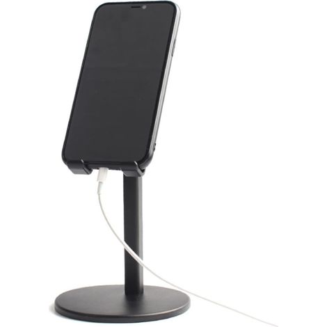 Support de Téléphone Télescopique Noir pour Téléphone et Tablette  Design Télescopique Robuste, Métal et Abs, Usage Bureau ou Table Basse (1/5)