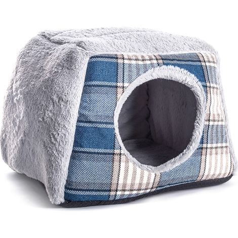 Cuccia Per Animali Domestici Con Pelliccetta Modello Casetta Scozzese
