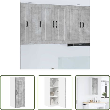 Holzschrank -  Küchenschrank mit Tür Beton Grau 30 x 31 x 80 cm Holzwerkstoff (1/5)