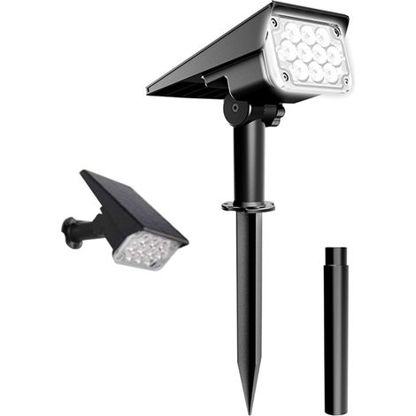 Aplique solar de pared con 20 LED, 2 niveles de brillo, IP65, batería de 2000 mAh (negro) (1/5)