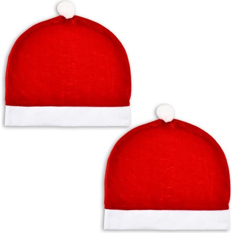 Lot de 2 housses de siège auto motif bonnet de Père Noël – Housses d'appuie-tête humoristiques pour Noël, décoration et protection pour appuie-tête de voiture pour le Nouvel An (1/5)