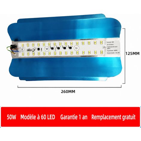 Projecteur LED de chantier 50W 60 LED lumière jaune étanche 220V 50w60 réf 1272 26 × 13 × 5 cm 250 g – Livraison gratuite