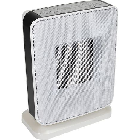 DX Drexon QUADRO 503050 - Soufflant céramique - 1500W - 15,6 x 25,1 x 32,1 cm - Oscillant à 80° - Affichage Led - Blanc/noir