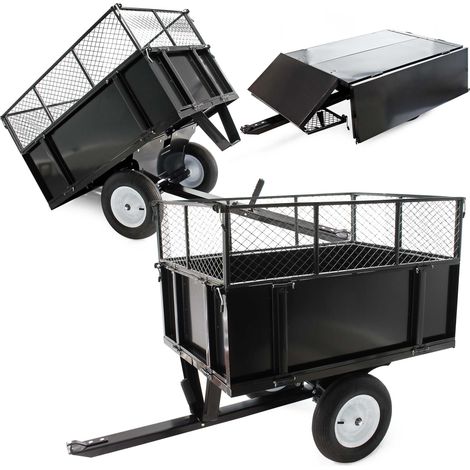 Wiltec Remorque basculante sur pneus – 114 x 76 x 30 cm – avec Grille rehaussée et Parois amovibles – Dispositif d’attelage universel – Jardinage, Transport