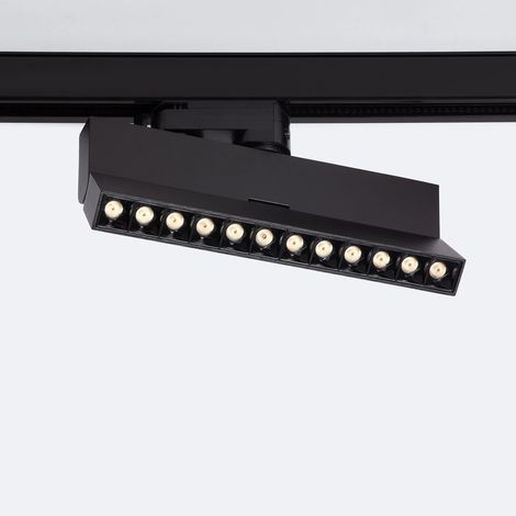 Foco Carril Lineal LED Trifásico 12W Regulable CCT Seleccionable Elegant Optic Negro (3000K - 4000K - 5000K) Seleccionable