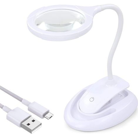 Lente d'ingrandimento con luce, ingrandimento 5x e 10x, lampada d'ingrandimento ricaricabile per progetti fai da te e lettura. (1/5)