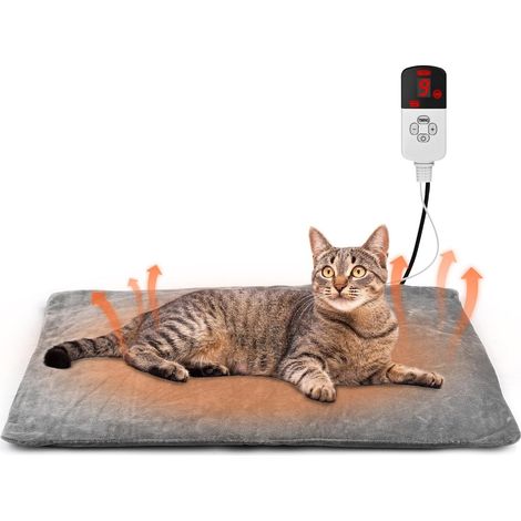 Tapis Chauffant pour Chats et Chiens 45×45cm,9 Températures & Timer 12H, Cousin Chauffant Électrique pour Chats, Sûr et Lavable Couverture Chauffant (1/5)