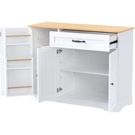 Modernes Sideboard in Weiß und Natur mit 3 Türen und 1 Schublade aus MDF (1/5)
