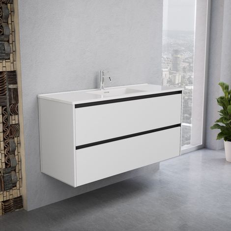 Inda - Mobile bagno 120 cm Bianco opaco con 2 cassetti e lavabo (1/5)