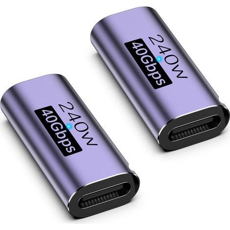 USB C Kupplung, 2PCS USB C Female to Female Verbinder 8K@60Hz 40Gbps, USB C Buchse auf USB C Buchse mit 240W,Thunderbolt 4/3 USB C auf USB C Adapter Kompatibel mit iPhone16/15, MacBook Pro (1/5)