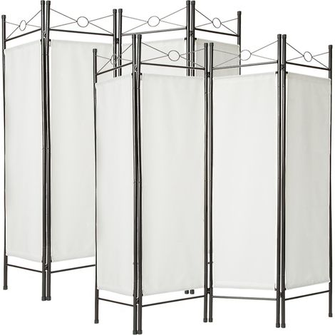 Tectake – Lot de 2 paravents pliables 180x160cm – Toile polyester translucide – Cadre acier noir – Modulable en 4 panneaux pour séparation (1/6)