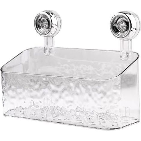 Badezimmer-Saugnapfregal, Regal mit Gletschermuster, Wandmontierte Toilettenaufbewahrungsbox, Drehbar, Aufbewahrung für Handtücher und andere Kleinigkeiten (L-Weiß)
