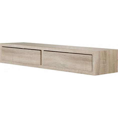 Estantería de pared con cajón, mesita de noche suspendida, estante de pared, roble Sagerau, 88,2 x 13,4 x 23,7 cm - Domino Maxi (1/5)