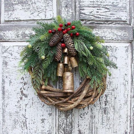Weihnachtsgirlande „Hafenliebe“, Türdekoration im böhmischen Landhausstil mit Glöckchen