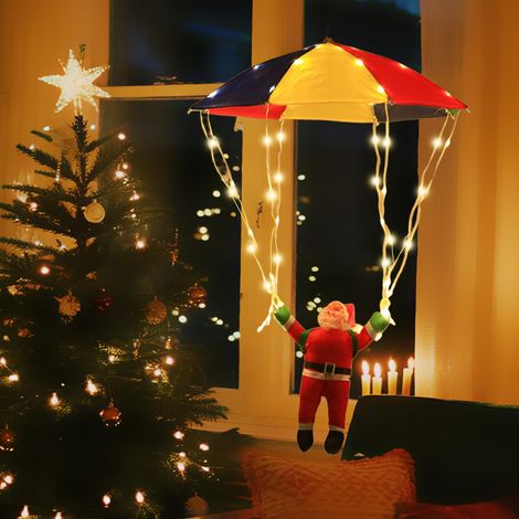 Guirlande lumineuse Père Noël parachute, 85 cm, 64 LED, étanche, avec 8 modes, intensité variable, pour l'intérieur et l'extérieur, le jardin, l'arbre de Noël, la fenêtre (blanc chaud) (1/5)