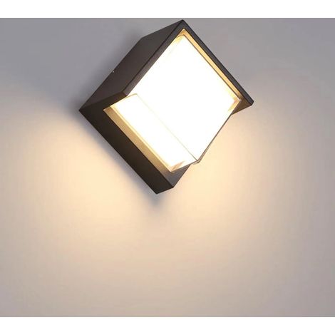 Aplique de pared LED moderno de 12 W para exteriores, resistente al agua, ideal para balcones, jardines y patios - Luz blanca cálida (cuadrado) (1/5)