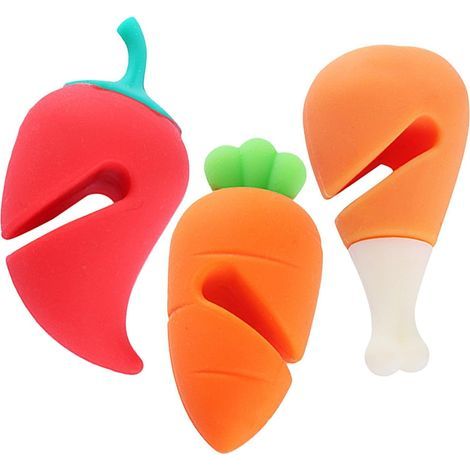 CCYKXA Pot lid lifter, anti-boil device - 3 heat-resistant silicone overflow stoppers - Food-shaped pot lid holder, overflow stoppers