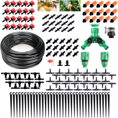 Kit d'irrigation Goutte Système Micro Irrigation avec Buse Arroseur Pulvérisateur Ajustable et Dripper Automatique pour Arrosage PCS 40M (1/5)