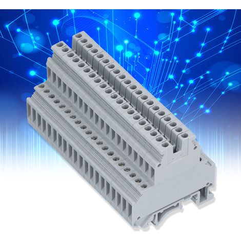 BERM UKK-3 Doppellagen-Klemmenblock, zwei Eingänge, zwei Ausgänge, DIN-Schienenmontage, Reinkupfer, 32 A/500 V (1/5)