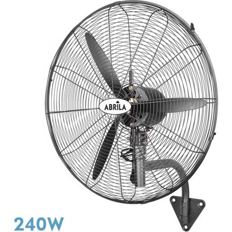 Ventilatore industriale da parete borrasca nero 3 velocità 240w 3 pale fisse e rotanti 80x71x30cm