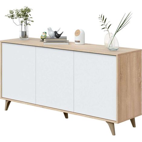 Aparador 3 puertas Gala acabado roble/blanco 75 cm(alto) 154 cm(ancho)40 cm(largo)