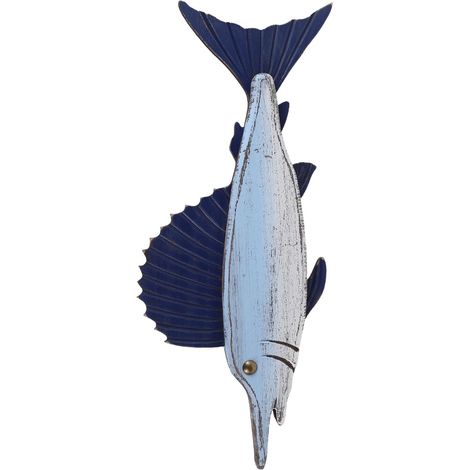 Décoration murale en forme de poisson méditerranéen 43 x 17,5 cm Sculpture légère pour (1/5)