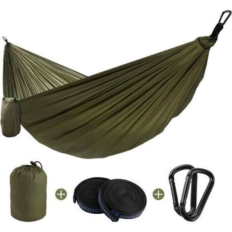 Hamac Ultra-léger de Voyage Camping 200 kg Capacité de Charge,(270 x 140 cm) Nylon à Parachute 2 x Mousquetons, 2 x Sangles de Nylon pour Jardin d'interieur/extérieur (1/5)