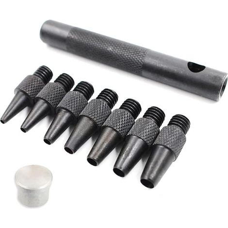 Lot de 9 outils de poinçonnage plats remplaçables pour cuir - Kit d'artisanat pour rivets et œillets - Têtes en acier de 2 à 5 mm