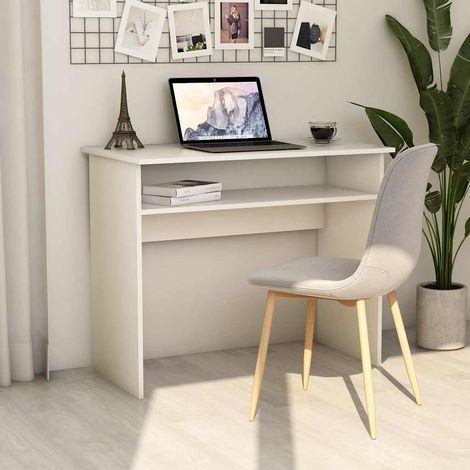 vidaXL Bureau Blanc 90x50x74 cm Bois d'ingénierie (1/5)
