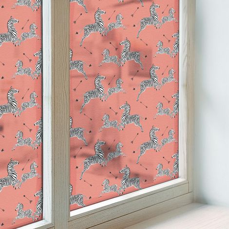 Fensterfolie 200x100 cm Dekorfolie Blickdicht Folie für Badezimmer Schlafzimmer Sichtschutz Fenster Milchglas PVC Dekorativ Selbstklebend Zebra-Motiv