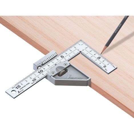 Équerre de menuisier 15x7,5 – Acier inoxydable – Précision JIS – Butée métallique robuste – Marquage chrome dur – Famex