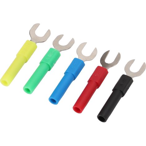 Lot de 10 borniers en forme de fourche/pelle, en laiton PVC, courant maximal 10 A, fiche banane de type Y 6 mm/0,2 pouce, fiche banane de type U 4 mm/0,2 pouce. (1/5)