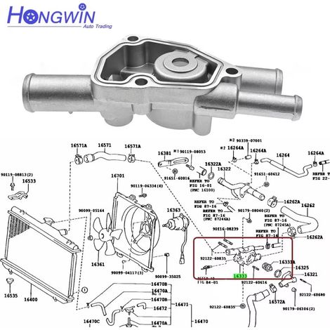 3 Stück für Toyota Kühlmittelthermostatgehäuse-Einlass 16333-10011 (1/4)