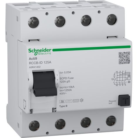 Acti9 RCCB-ID - interruttore differenziale - 4P - 125A Tipo B- 30mA - A9R41492