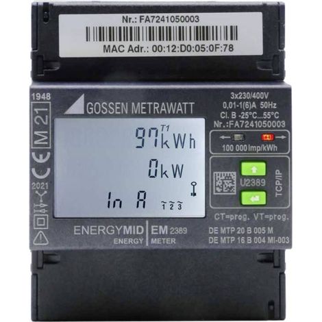 Gossen Metrawatt U2389-V047 U2389-V047 Compteur triphasé avec raccordement sur transformateur numérique 5 A conformité MID: oui 1 pc(s) W424792 (1/3)