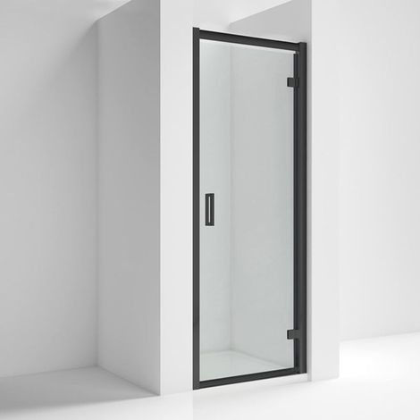 Nuie Rene Hinged Shower Door 760mm Wide with Matt Black Profile - 6mm Glass