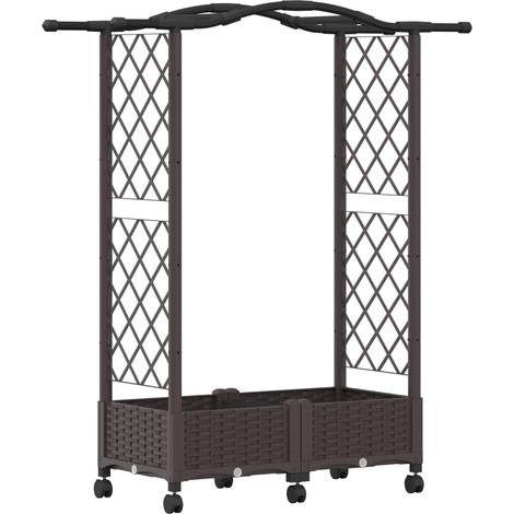 Maison Exclusive - Hochbeet mit Rankgitter und Dach Braun 124 x 4 (1/5)