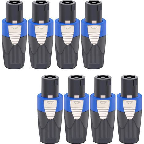8 pcs connecteurs speakon,adaptés aux nl4fx speakon prise connecteurs câbles speakon,convertisseur 4 broches femelle vers nl4fc mâle,prise nl2fx 4 pôles pour haut-parleurs powercon twist lock (1/5)