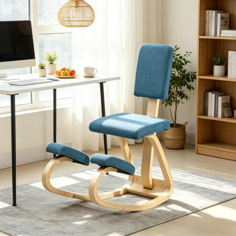 Chaise à genoux ergonomique avec dossier, chaise à genoux correctrice de posture pour une position assise saine au bureau (1/5)