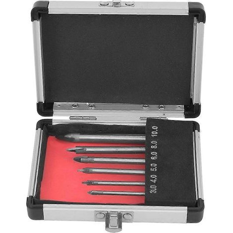 6-teiliges Set aus runden Griffen, dreieckigen Bohrern und Aluminiumboxen für Keramik, Glas, Fliesen und Marmor