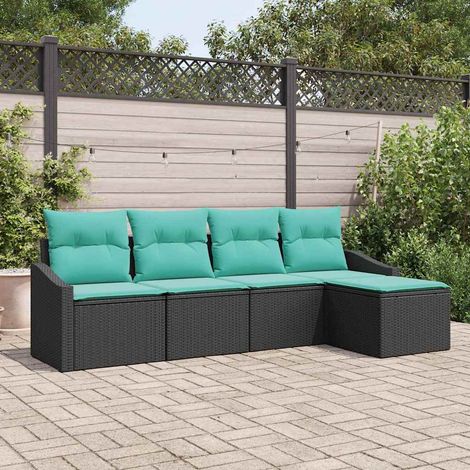 vidaXL Ensemble de Canapés 5 pc Noir polyrotin (1/5)